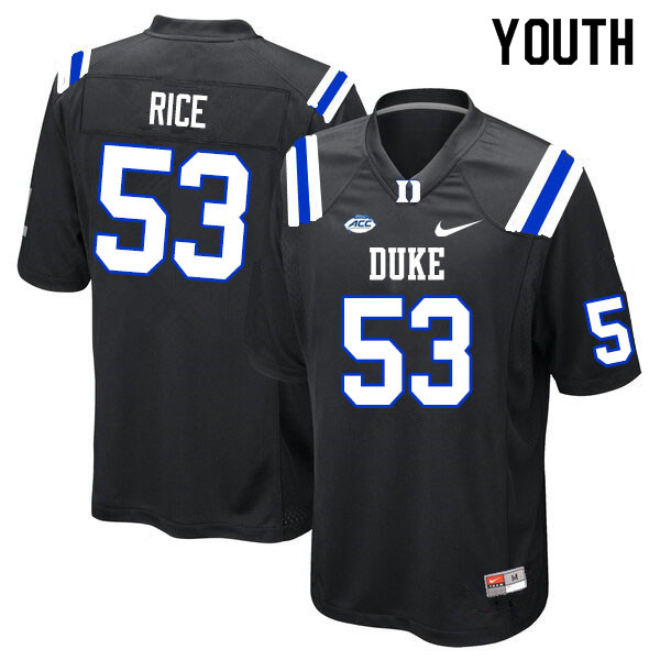 Youth #53 Tahj Rice Duke Blue Devils College Football Jerseys Sale-Black